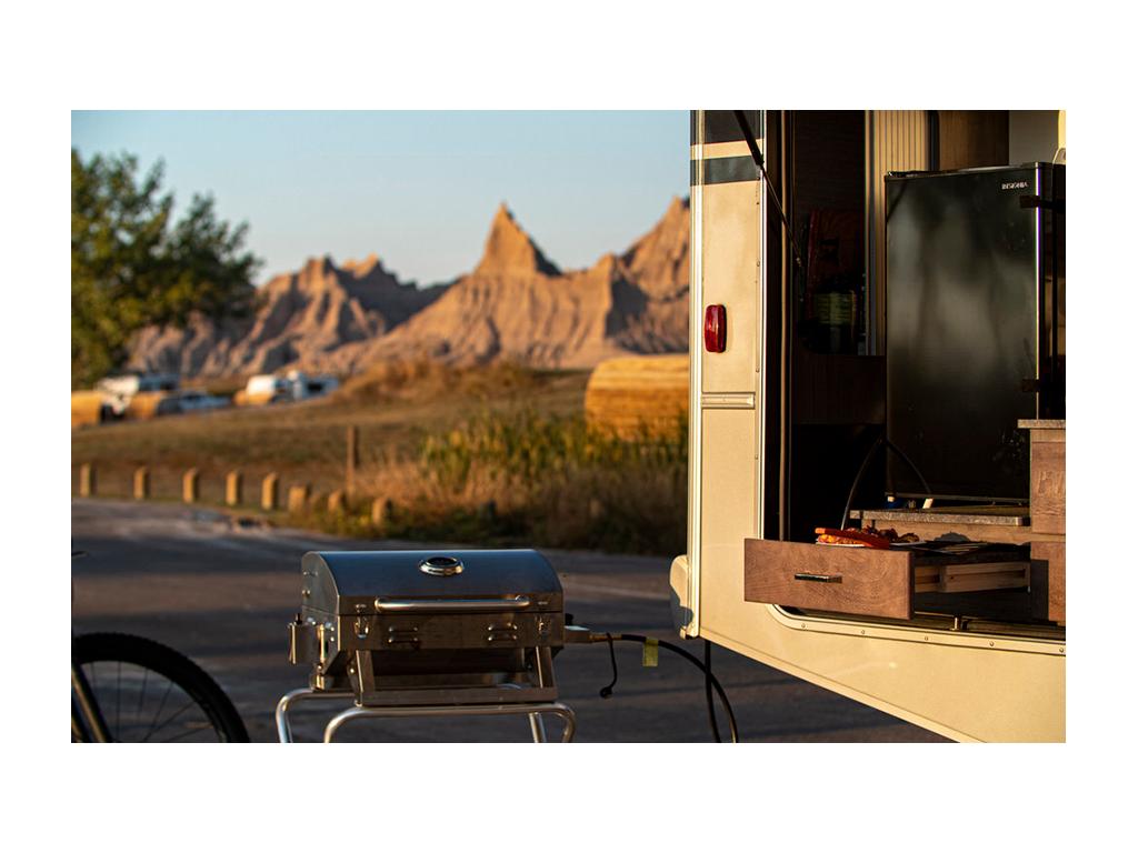 Grill connected to exterior of Adventurer