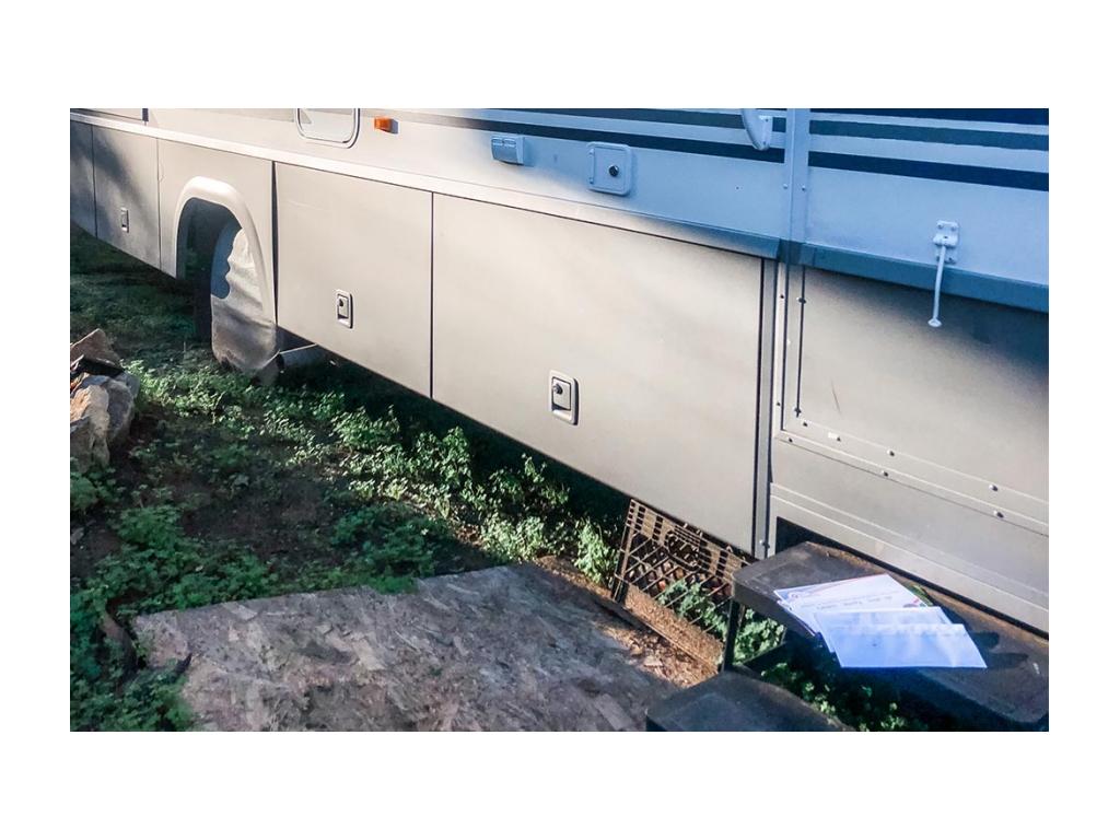 Mail on steps of RV