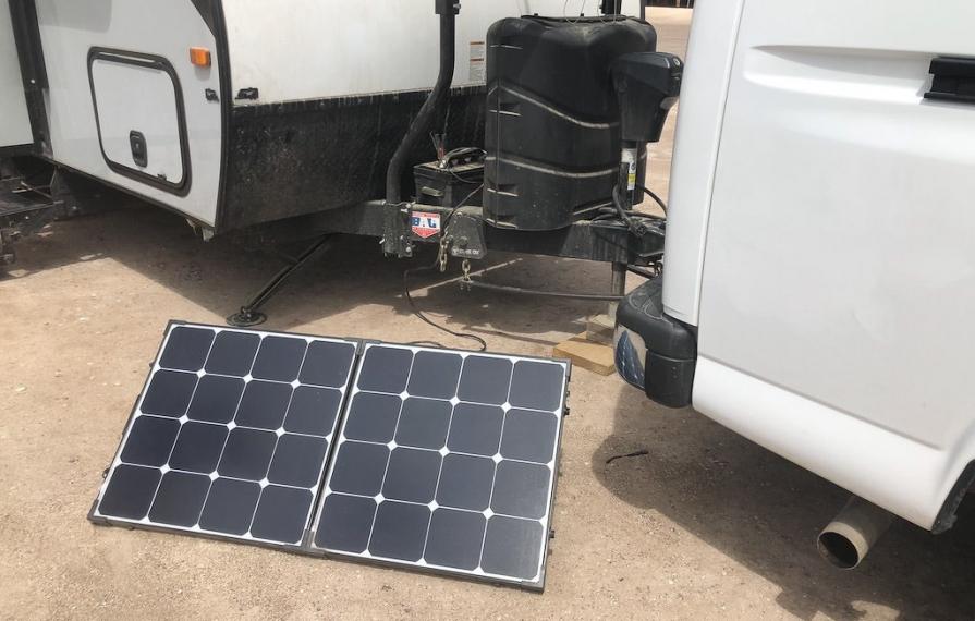Detail view of portable solar set-up