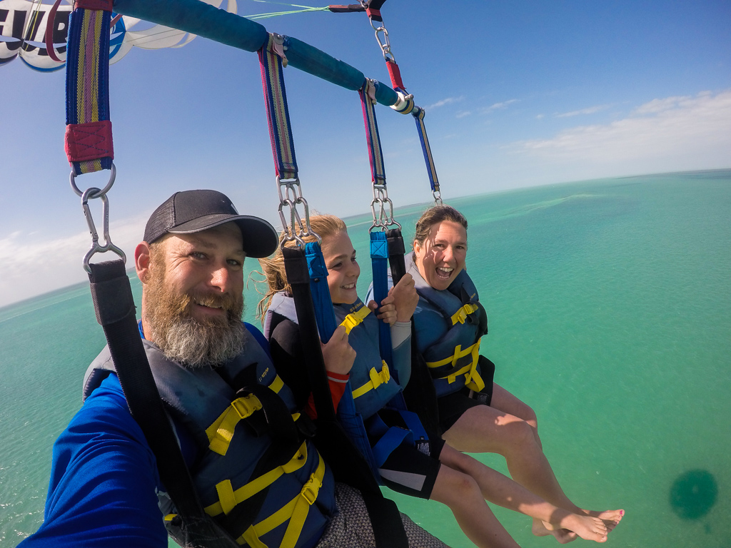 Holcombe family parasailing.