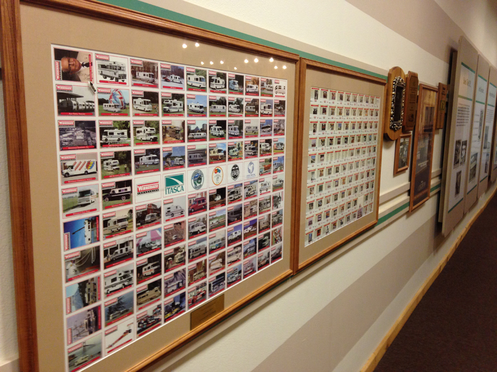 Display of Winnebago trading cards.