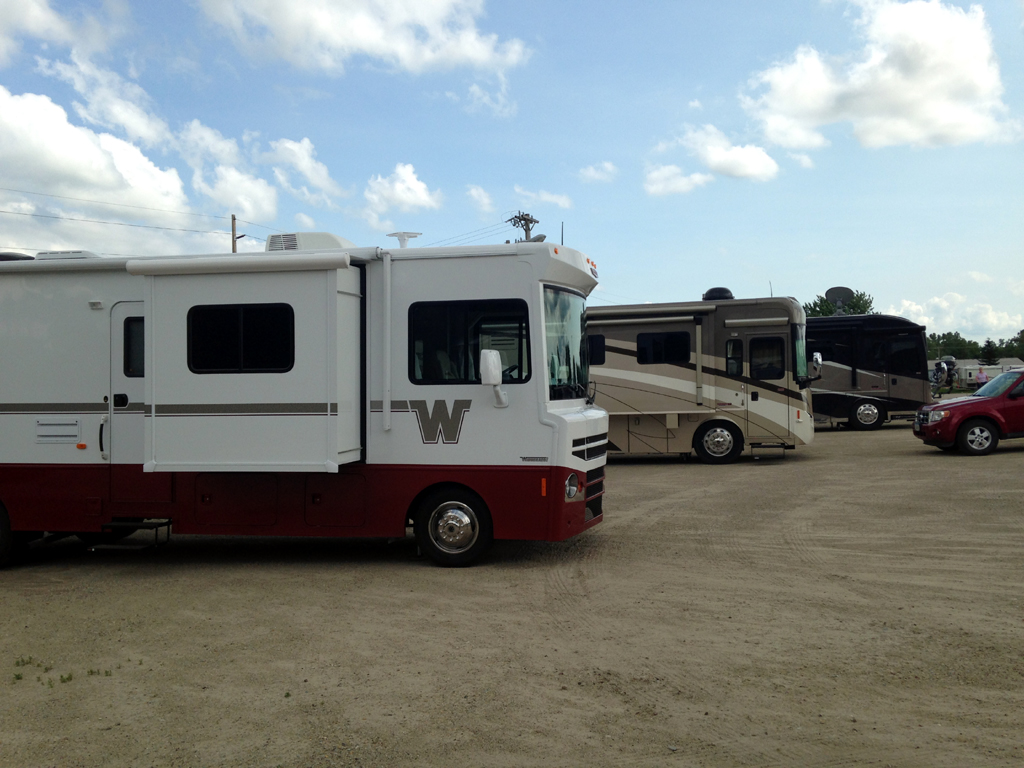 Winnebago motorhomes in parking lot of the Visitor Center.