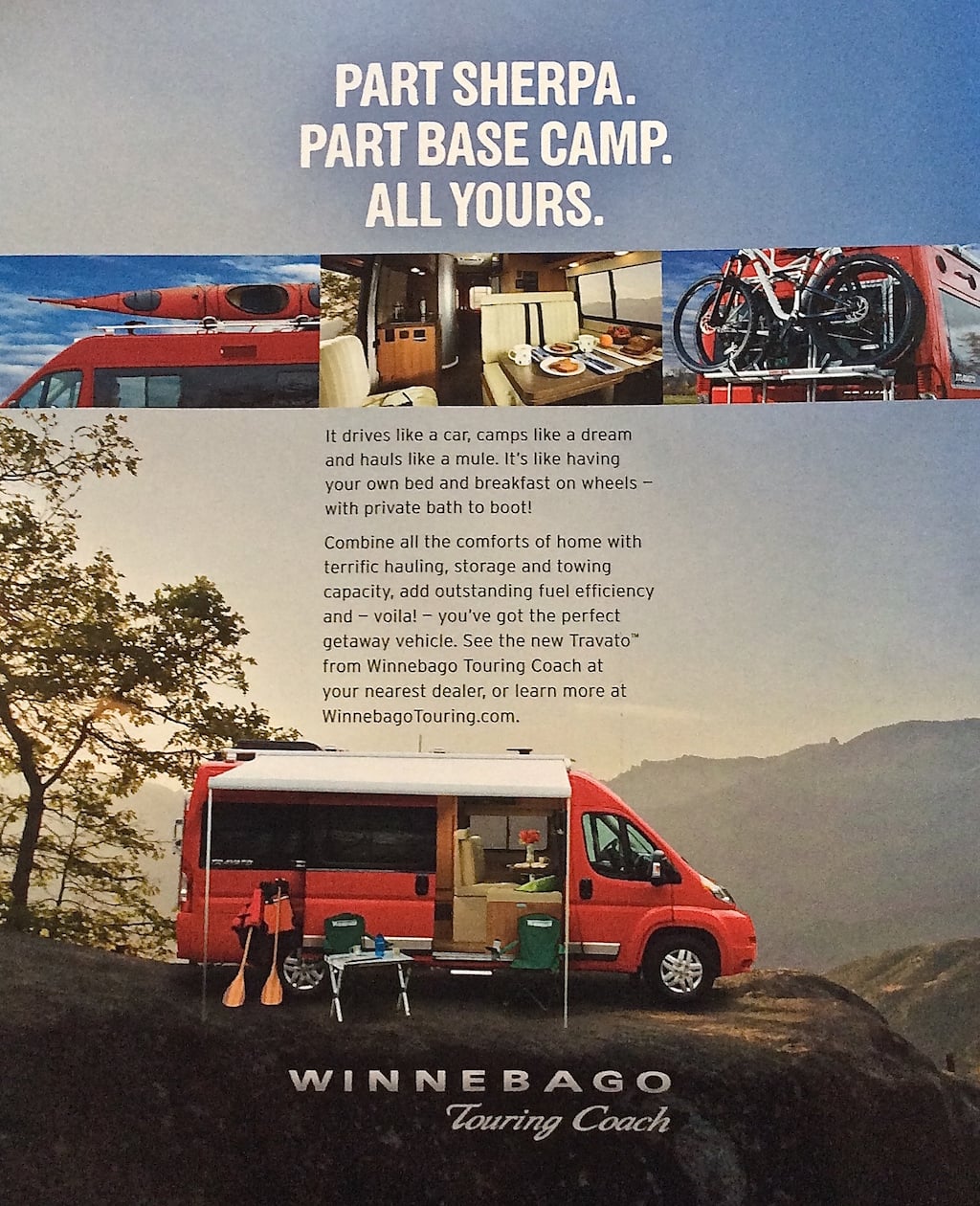 Brochure for Winnebago Touring Coach.