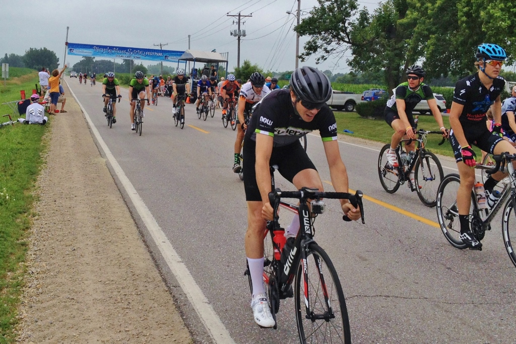 James among other bikers riding a race.