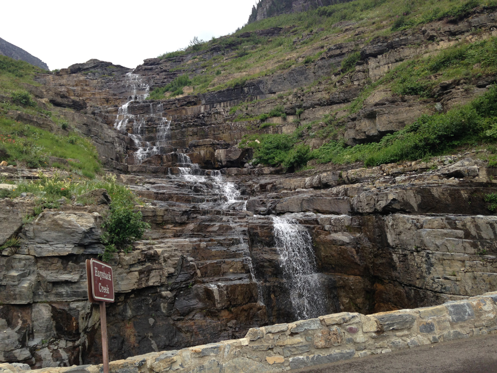 Stream trickling down the stair step like rocks of Haystack Falls.