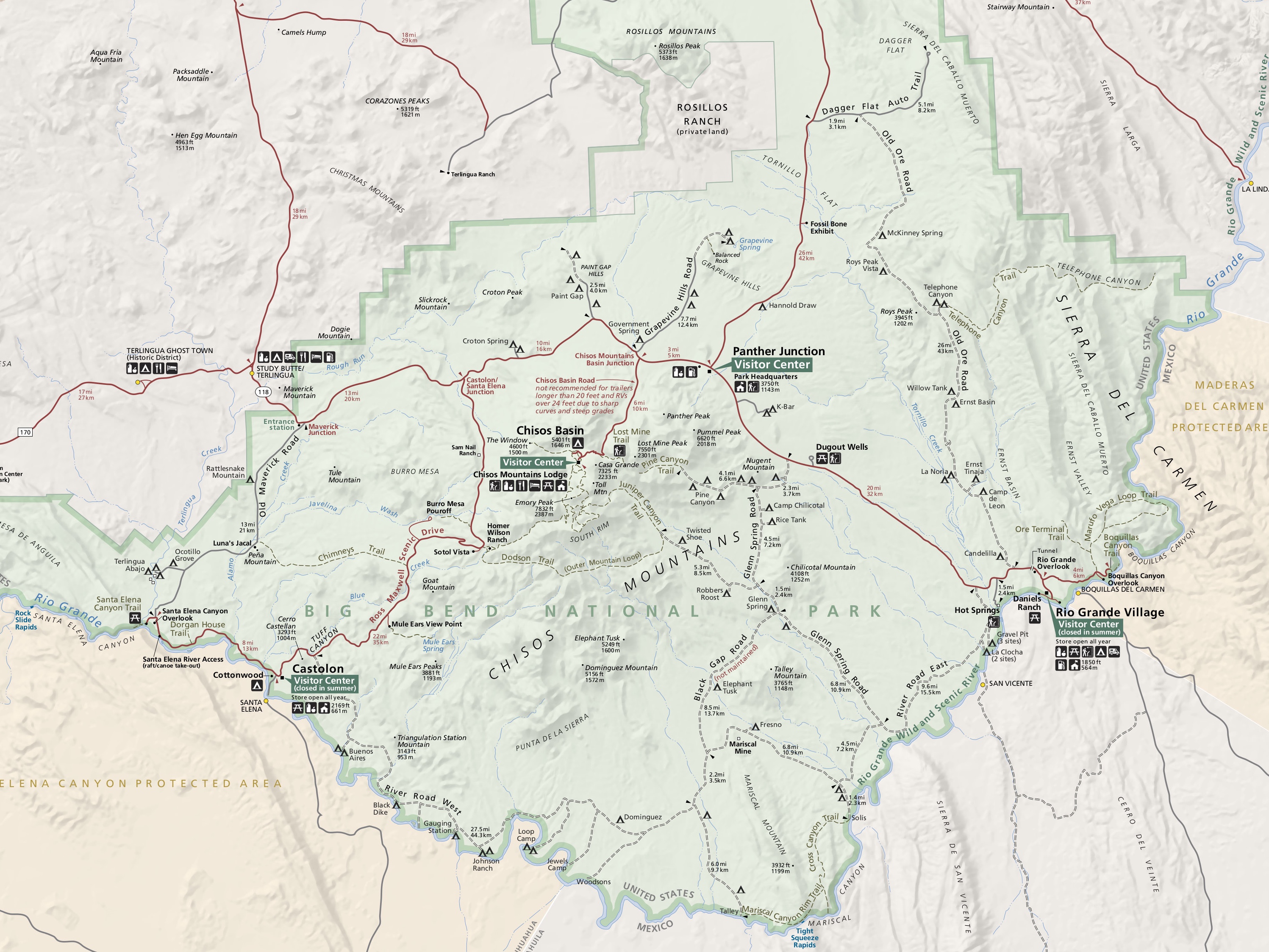 Map of Big Bend National Park.